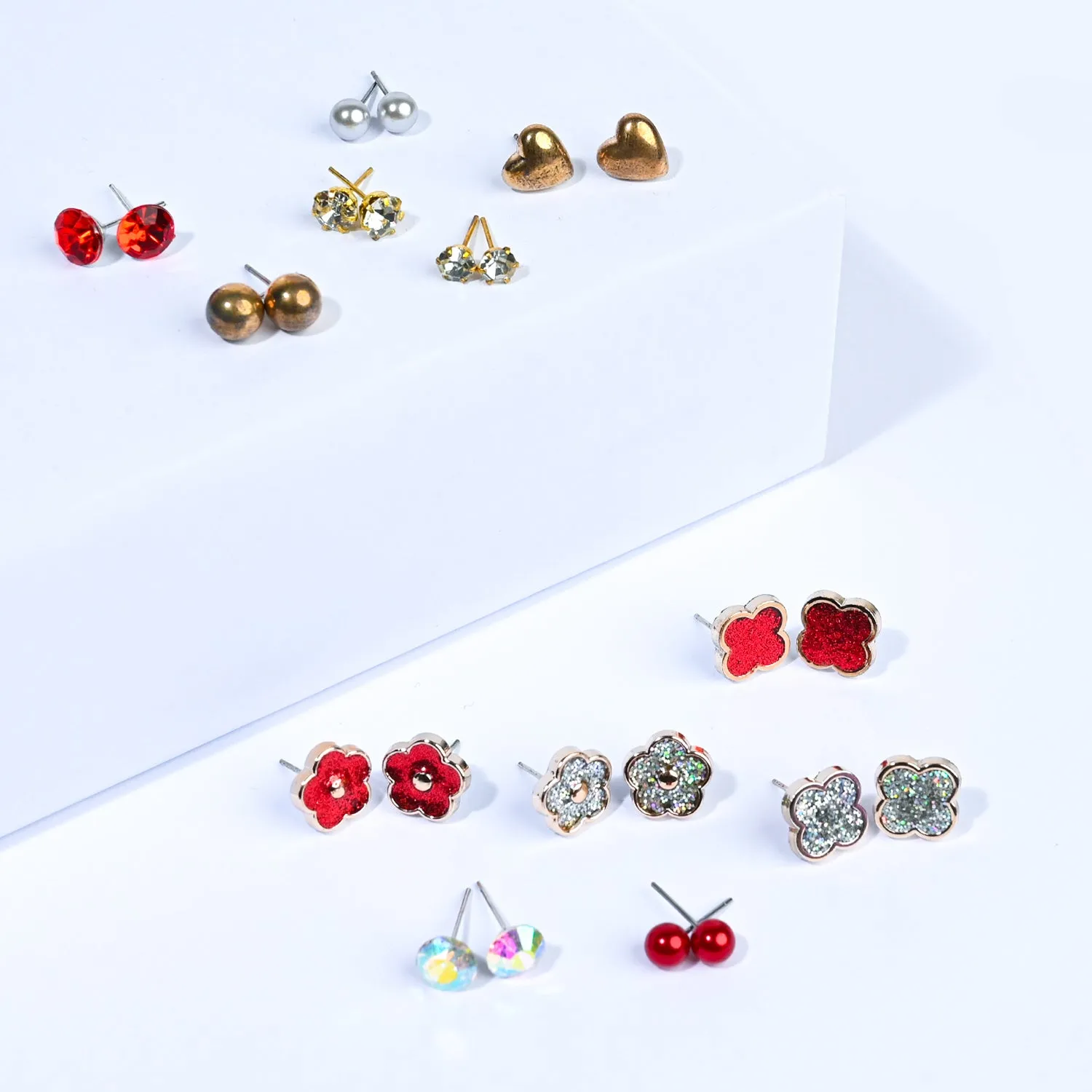 12 Pairs Charming Ears Studs/Tops For Girls