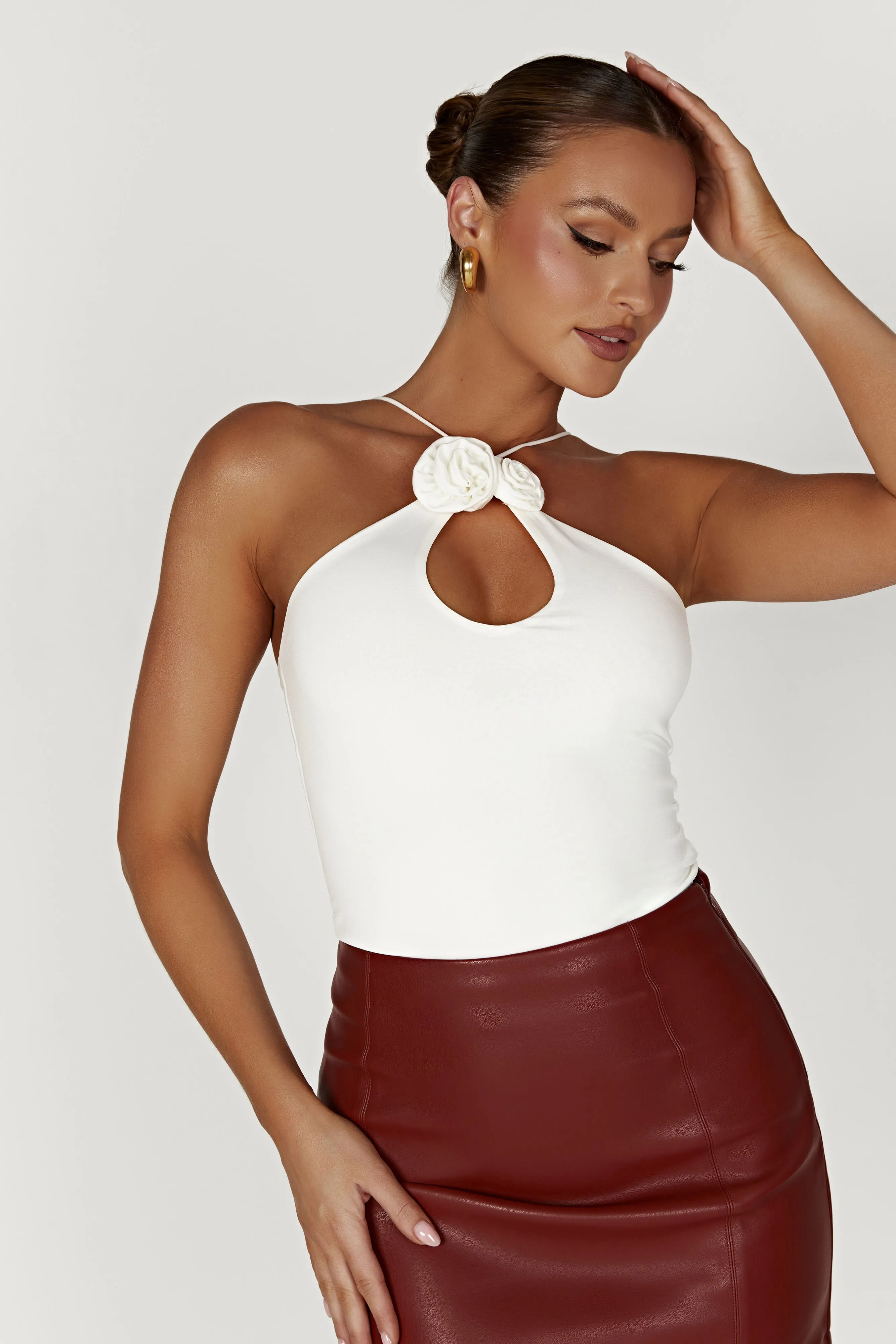 Adeline Rose Halter Top - White