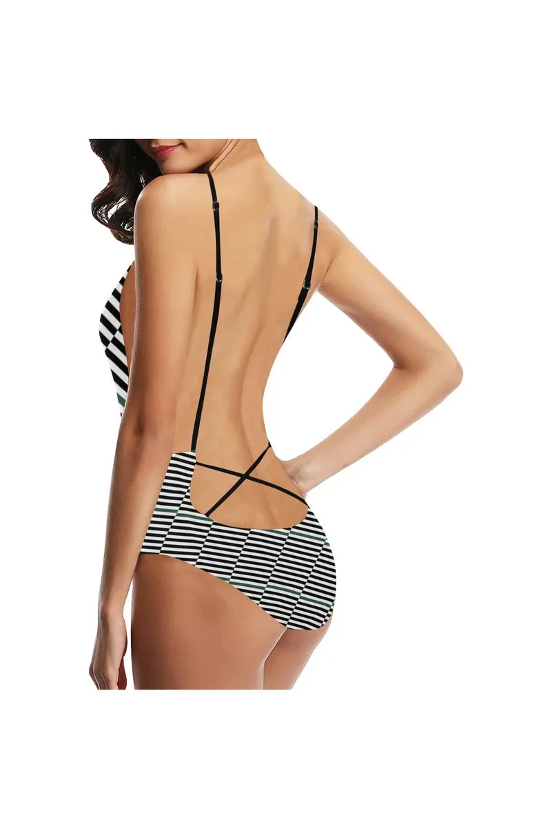 AlternatingBars Sexy Lacing Backless One-Piece Swimsuit (Model S10)