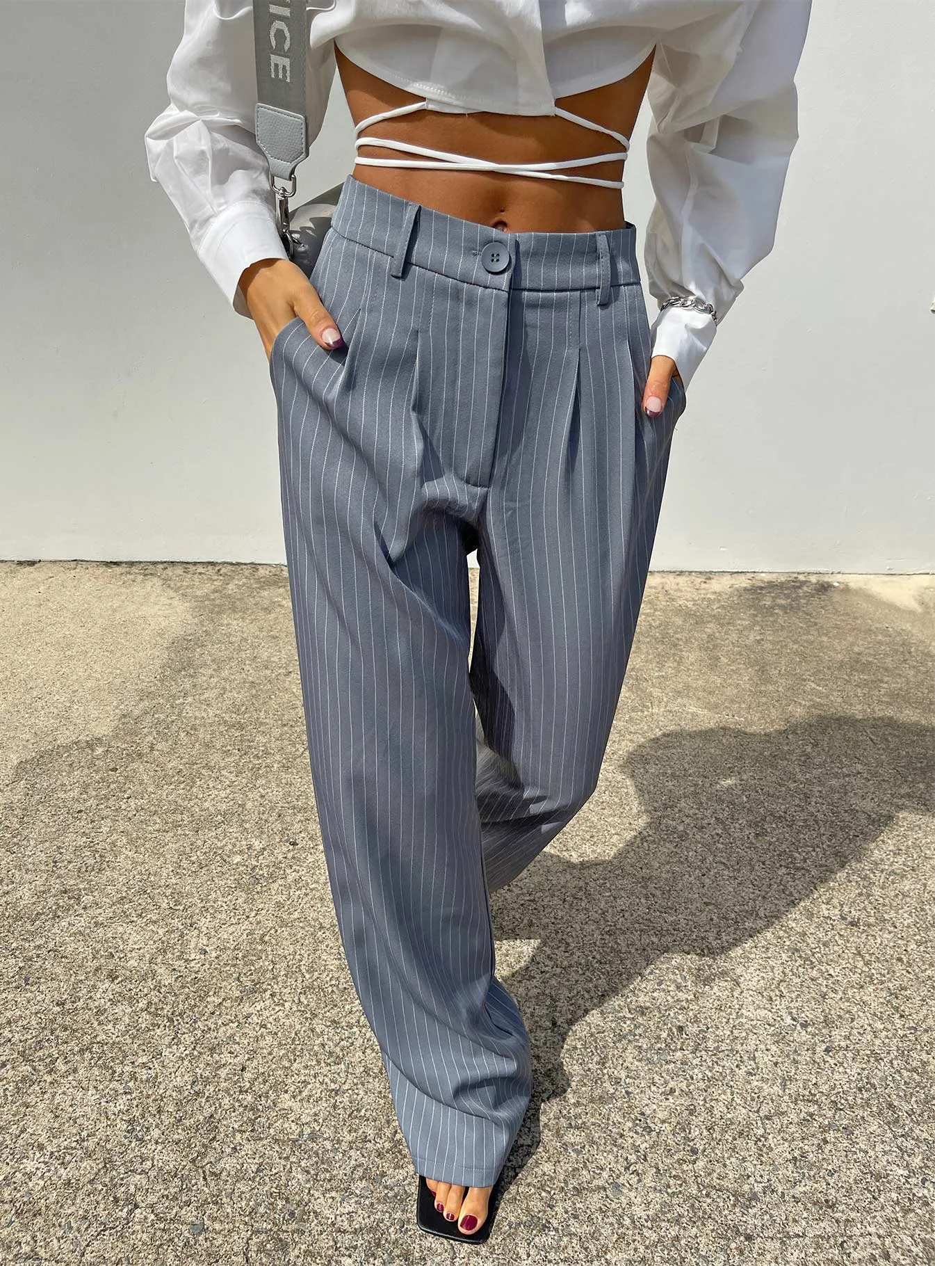 Archer Pants Pinstripe Grey Petite