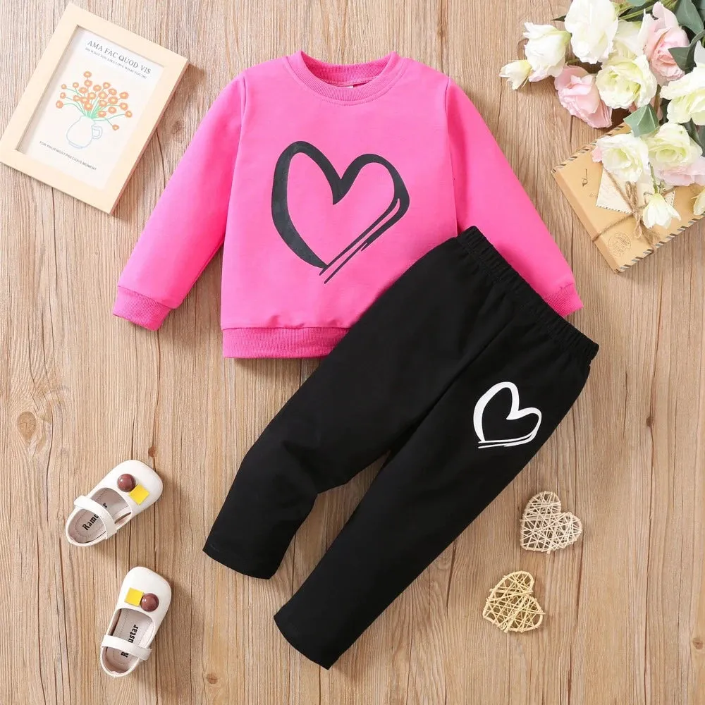 Baby Girl 2-6Year Heart Love Clothes Sets