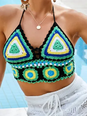 BE. Geometric Halter Neck Swim Top