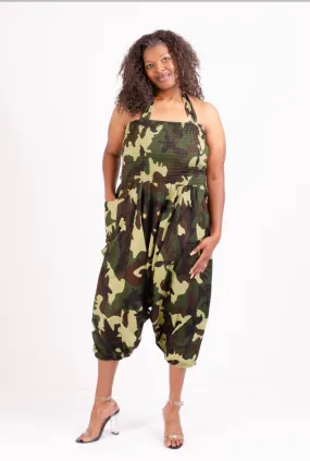 Camouflage Jumpsuit W/Halter Back