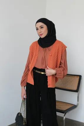 Celina Set Vest - Coral - Atasan Wanita Vest Knit dan Blouse ST1270140