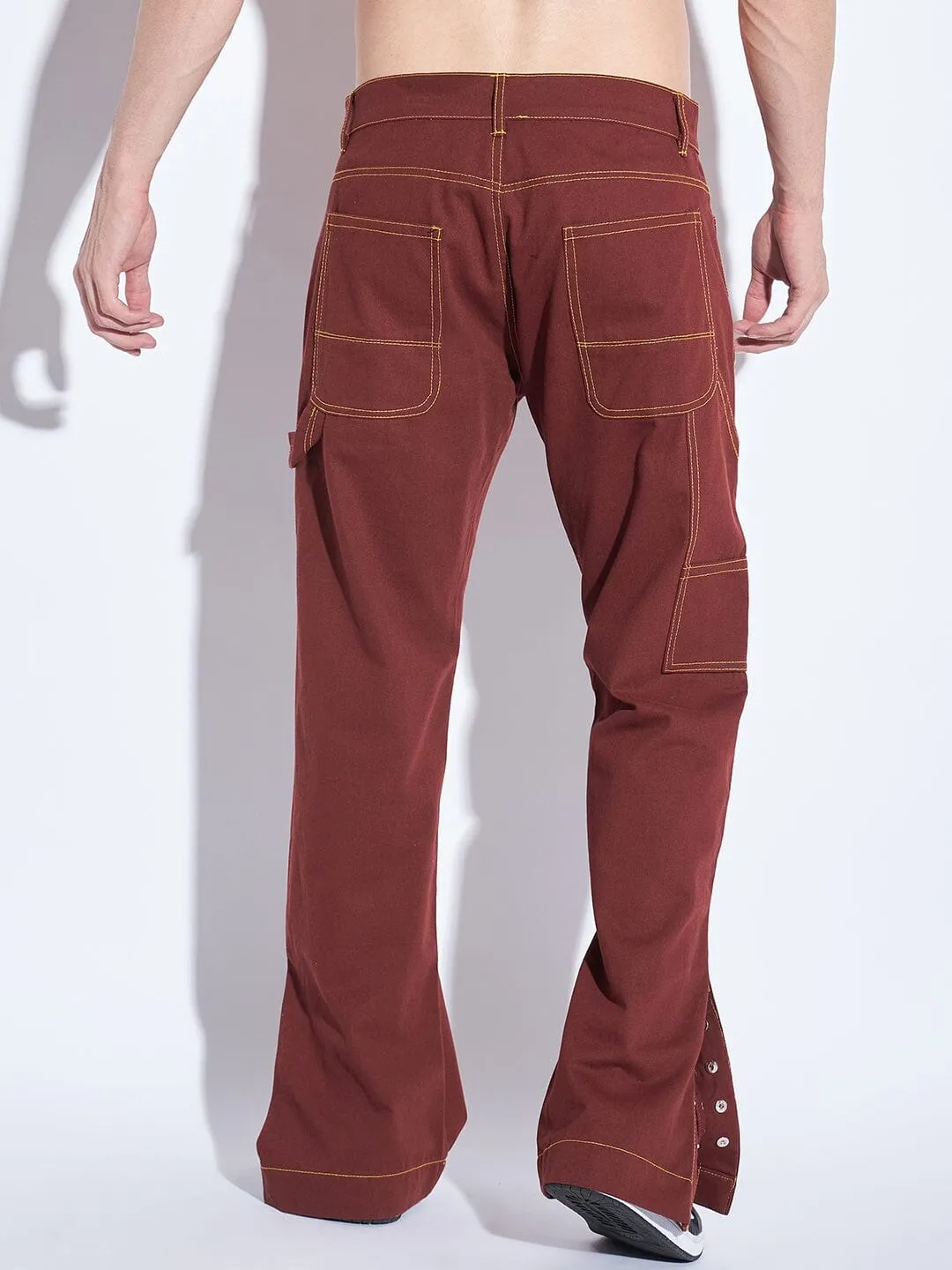 Chocolate Contrast Stich Carpenter Pants