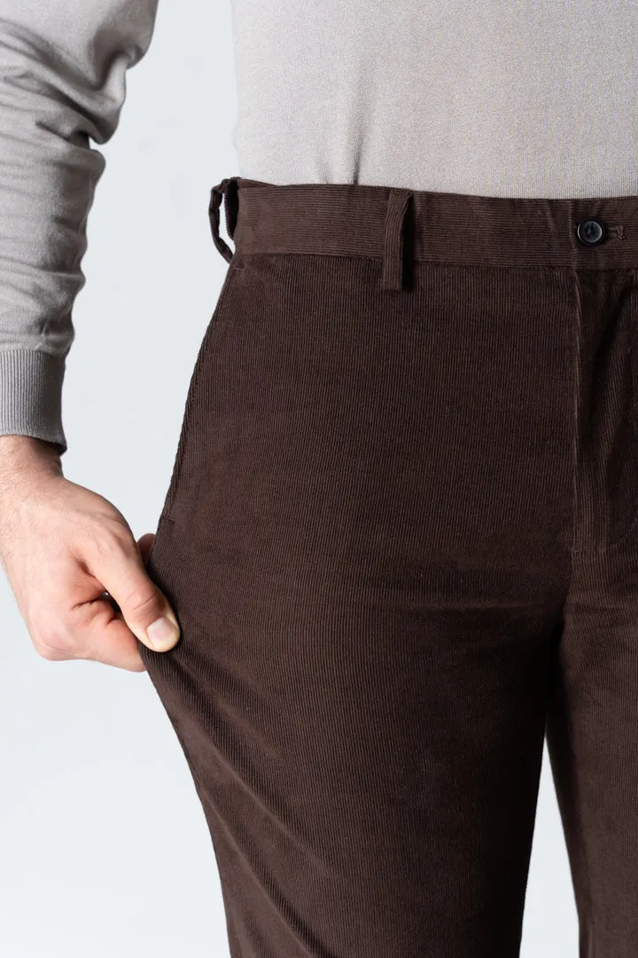 Coffee Brown Corduroy Stretch Pants