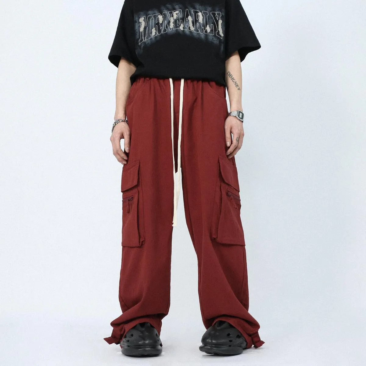 Drawstring Waist Cargo Pants