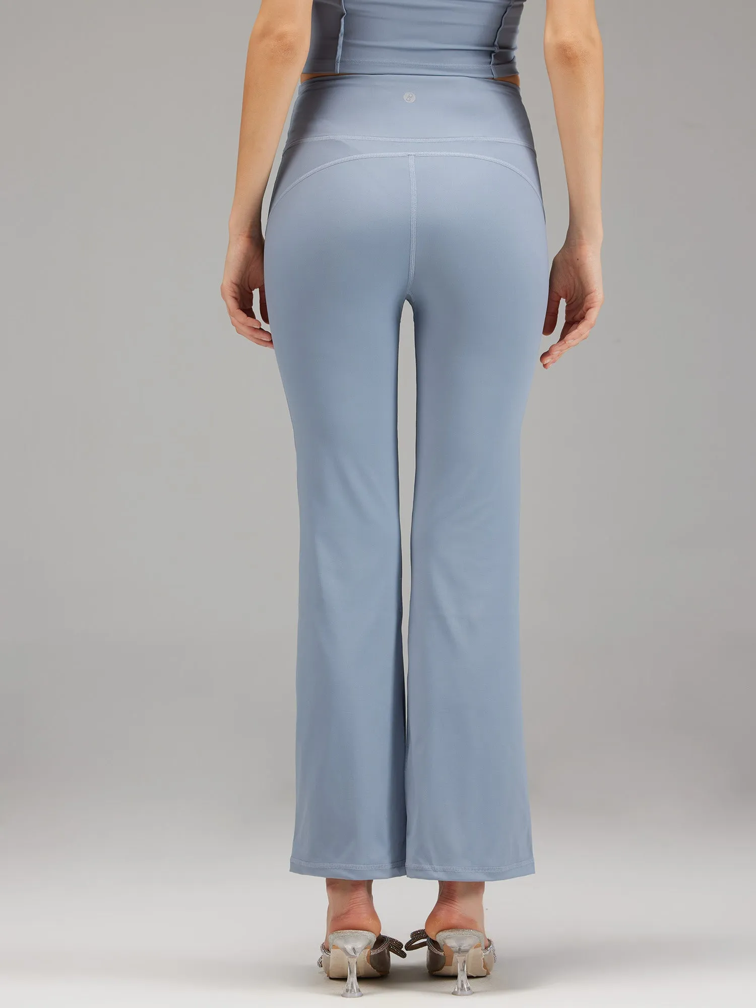 Dusty-Blue Retro Flare Pants