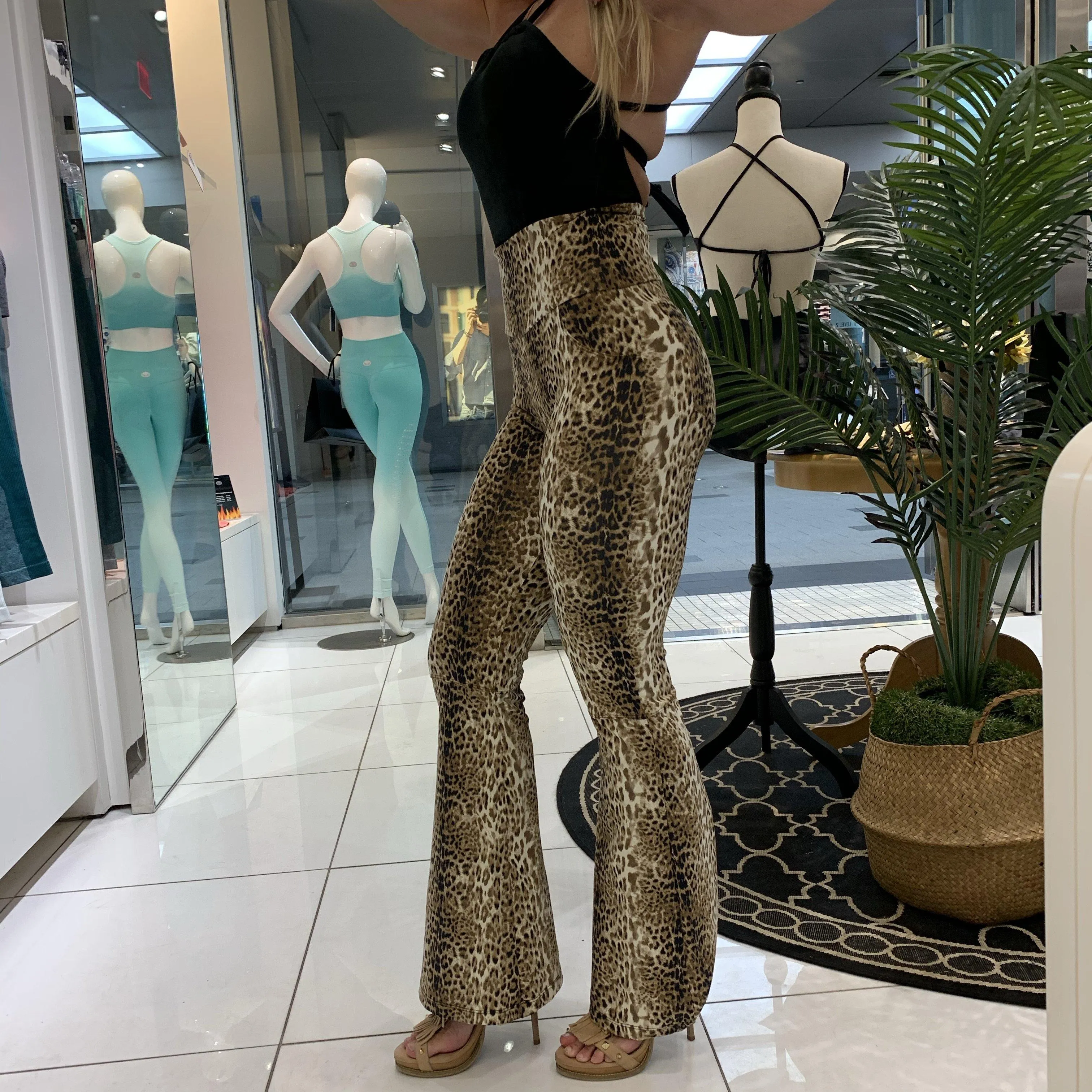 Golden Leopard Flare Pants