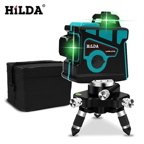 HILDA Laser Level 12 Lines 3D Level Self-Leveling 360 Horizontal And Vertical Cross Super Powerful Green Laser Level