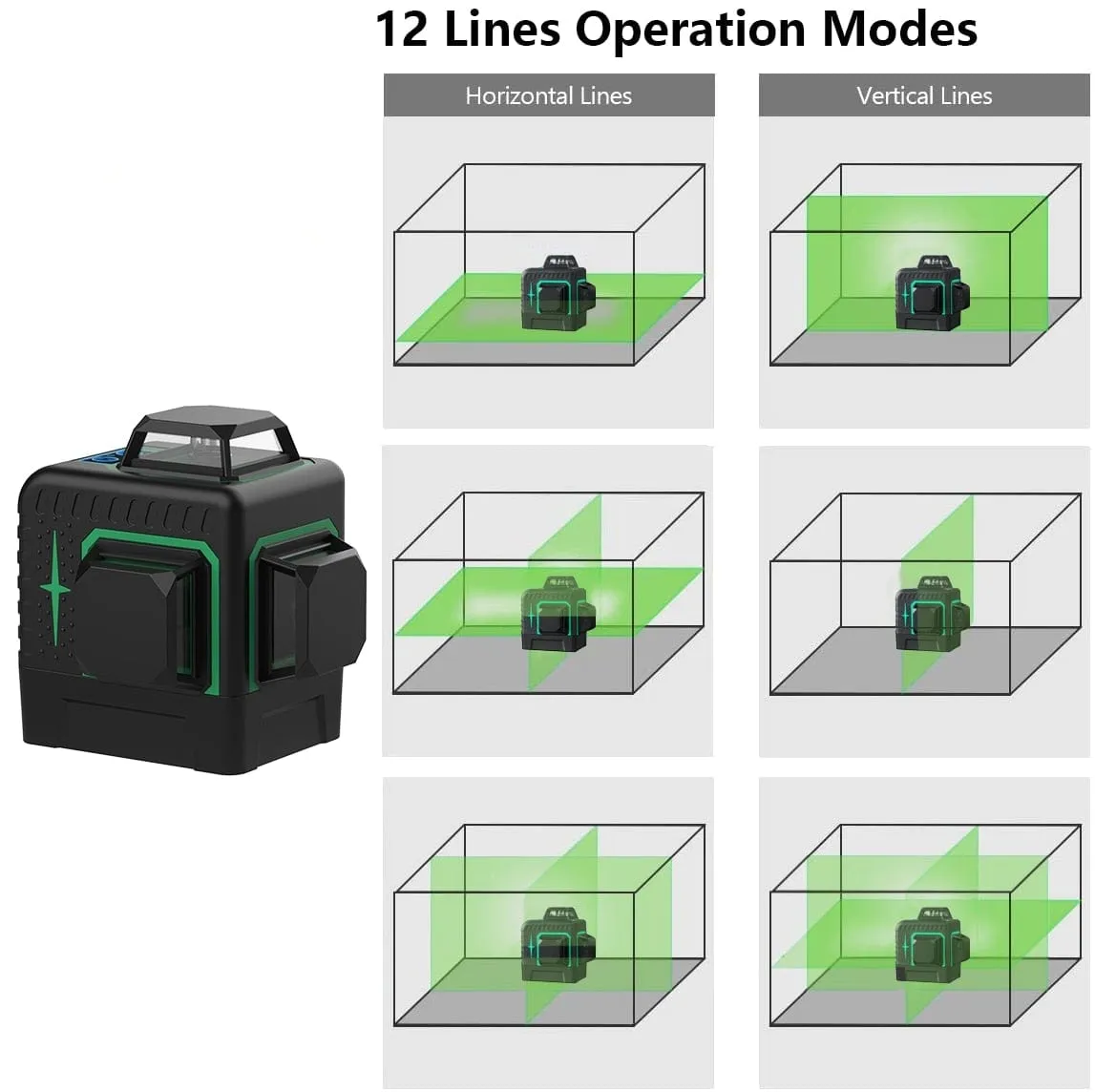 HILDA Laser Level 12 Lines 3D Level Self-Leveling 360 Horizontal And Vertical Cross Super Powerful Green Laser Level