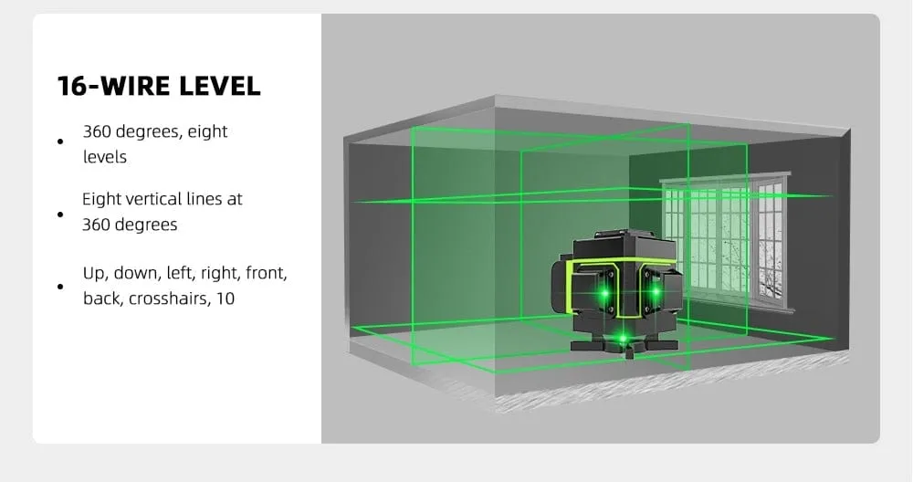 HILDA Laser Level 12 Lines 3D Level Self-Leveling 360 Horizontal And Vertical Cross Super Powerful Green Laser Level