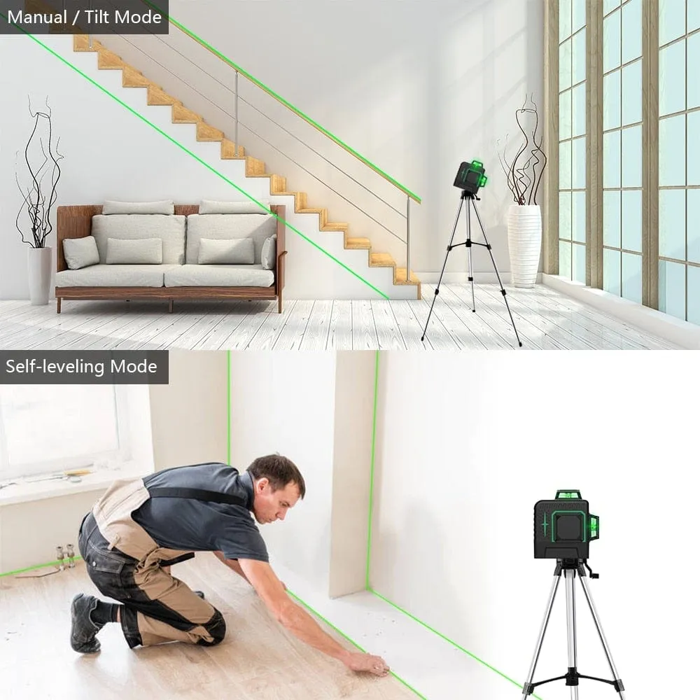 HILDA Laser Level 12 Lines 3D Level Self-Leveling 360 Horizontal And Vertical Cross Super Powerful Green Laser Level