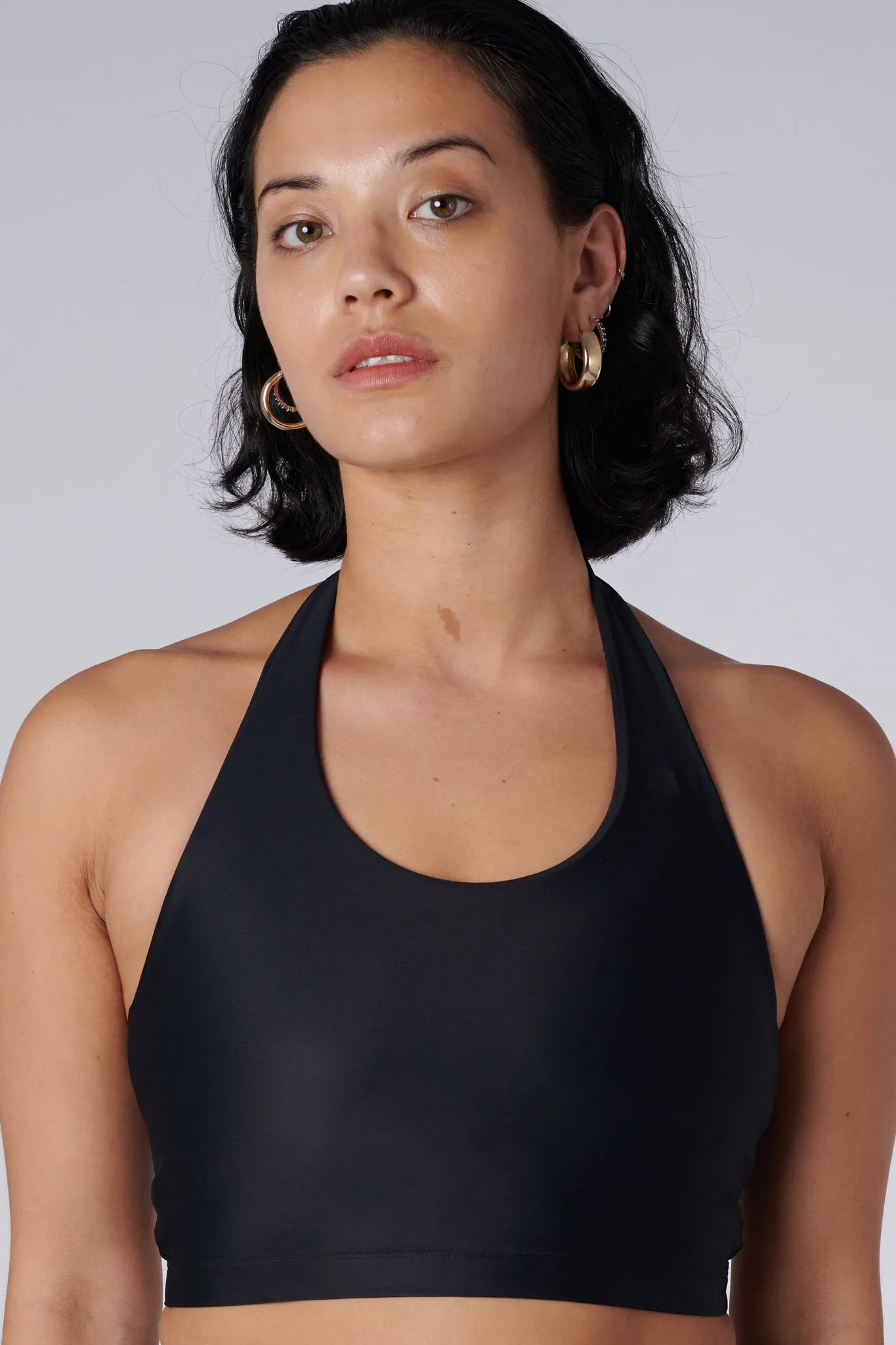 Iris Halter Crop Top | Recycled Nylon | Black