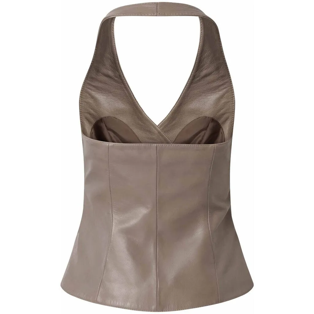 Kimmi suit vest in soft leather quality / 50886 - Latte