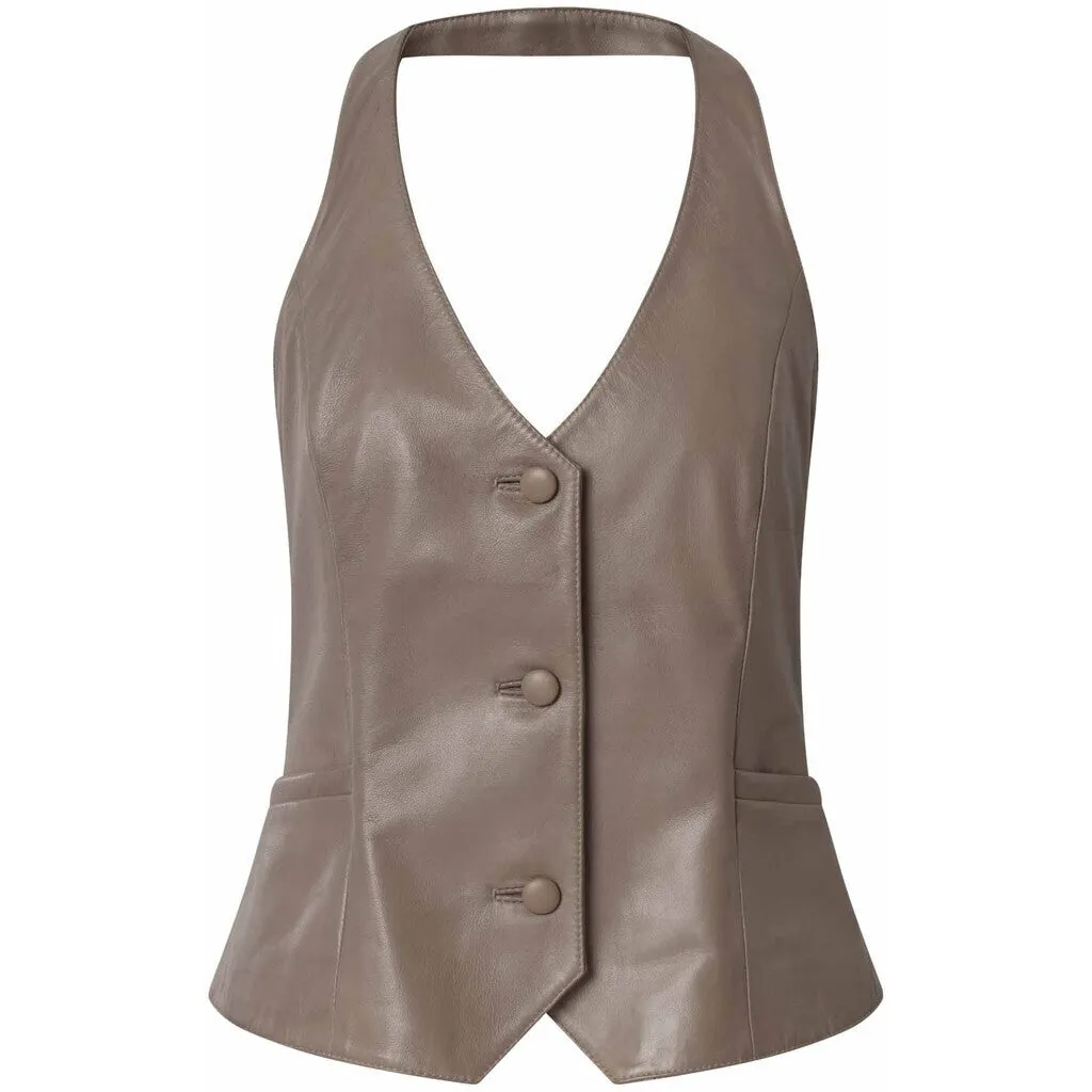 Kimmi suit vest in soft leather quality / 50886 - Latte