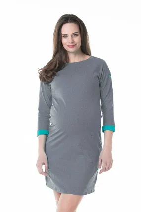 Knitted Long Sleeve Charna Broad Neck Mozzie Maternity Clothes Charcoal