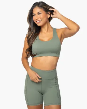 Lux Strappy Sports Bra - Olive