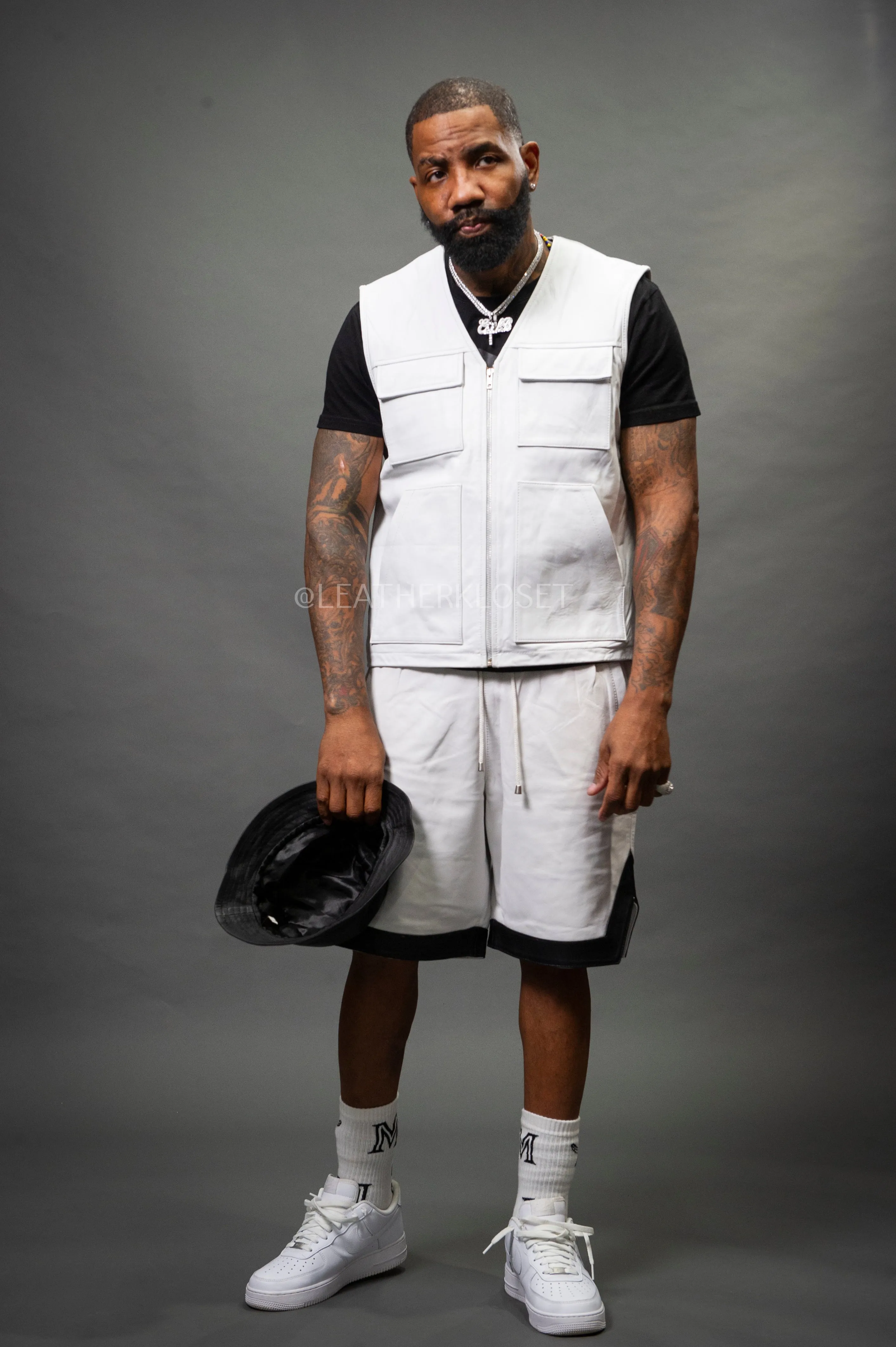 Men's Leather Brooklyn Vest [White]