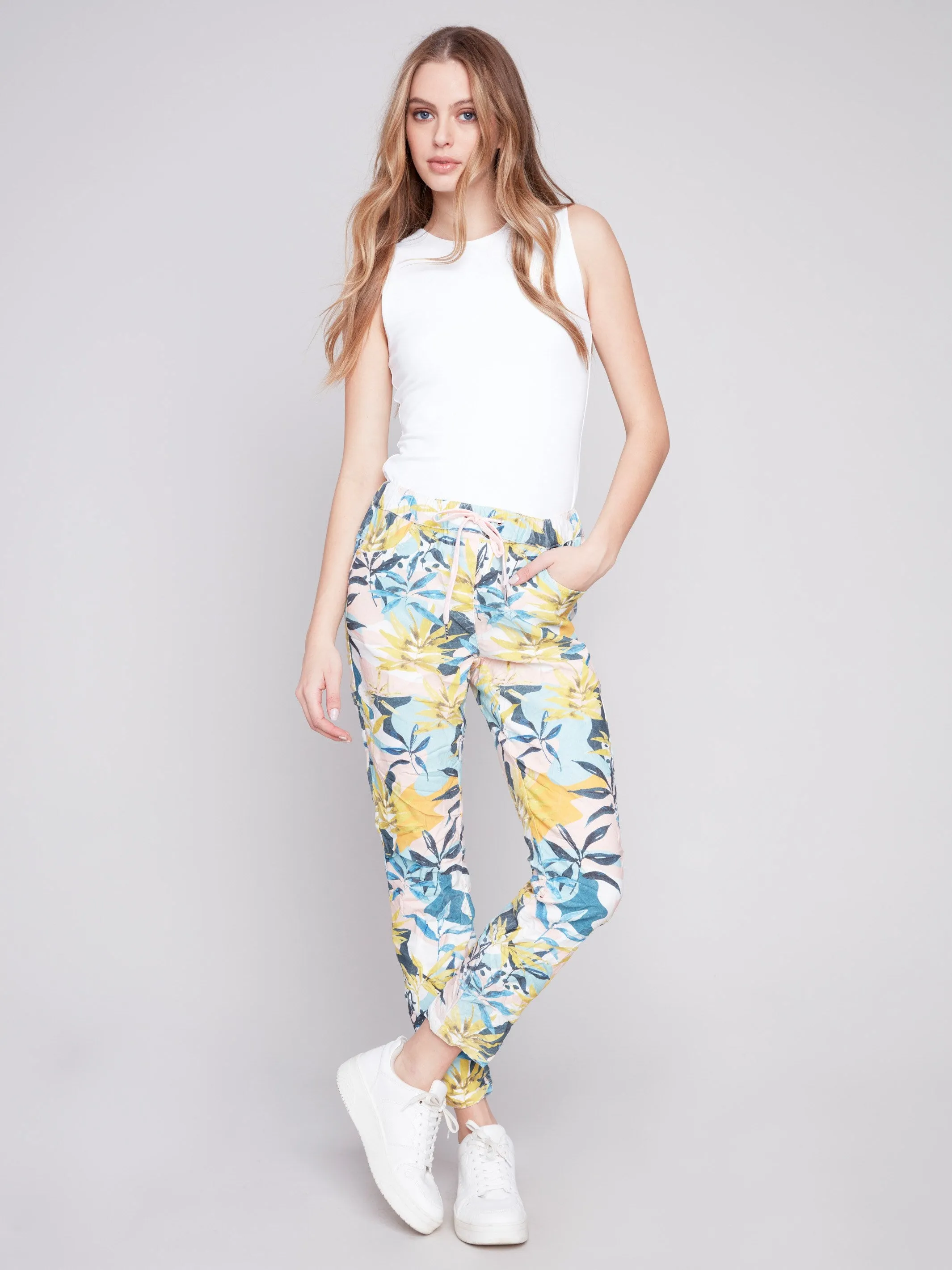 Printed Crinkle Jogger Pants - Resort