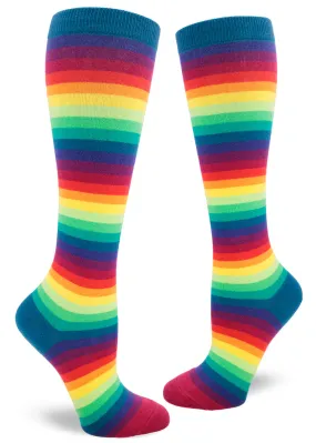 Rainbow Gradient Stripe Knee Socks