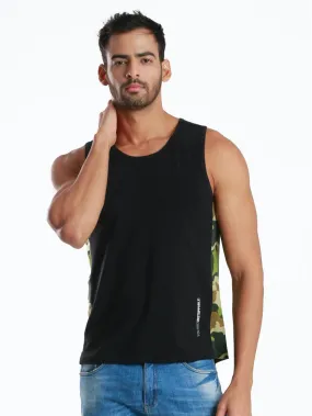 Rib Camo Black Active Fit Camo Printed Organic Bamboo Vest (Pack Of 1)