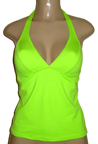 Seamed Halter Tankini Top. Women's Halter Tankini Swimsuit Tops