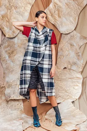 SL23 ISSA DRAPE VEST - MADRAS CHECK