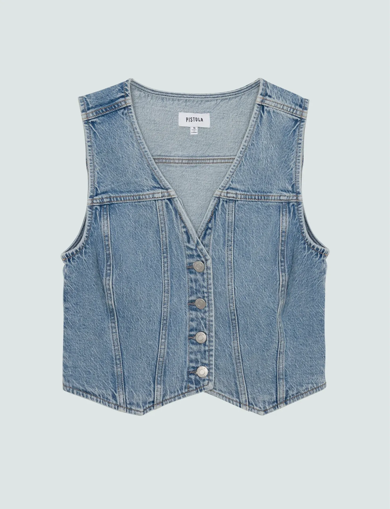 Sydney Denim Button Vest, Provence