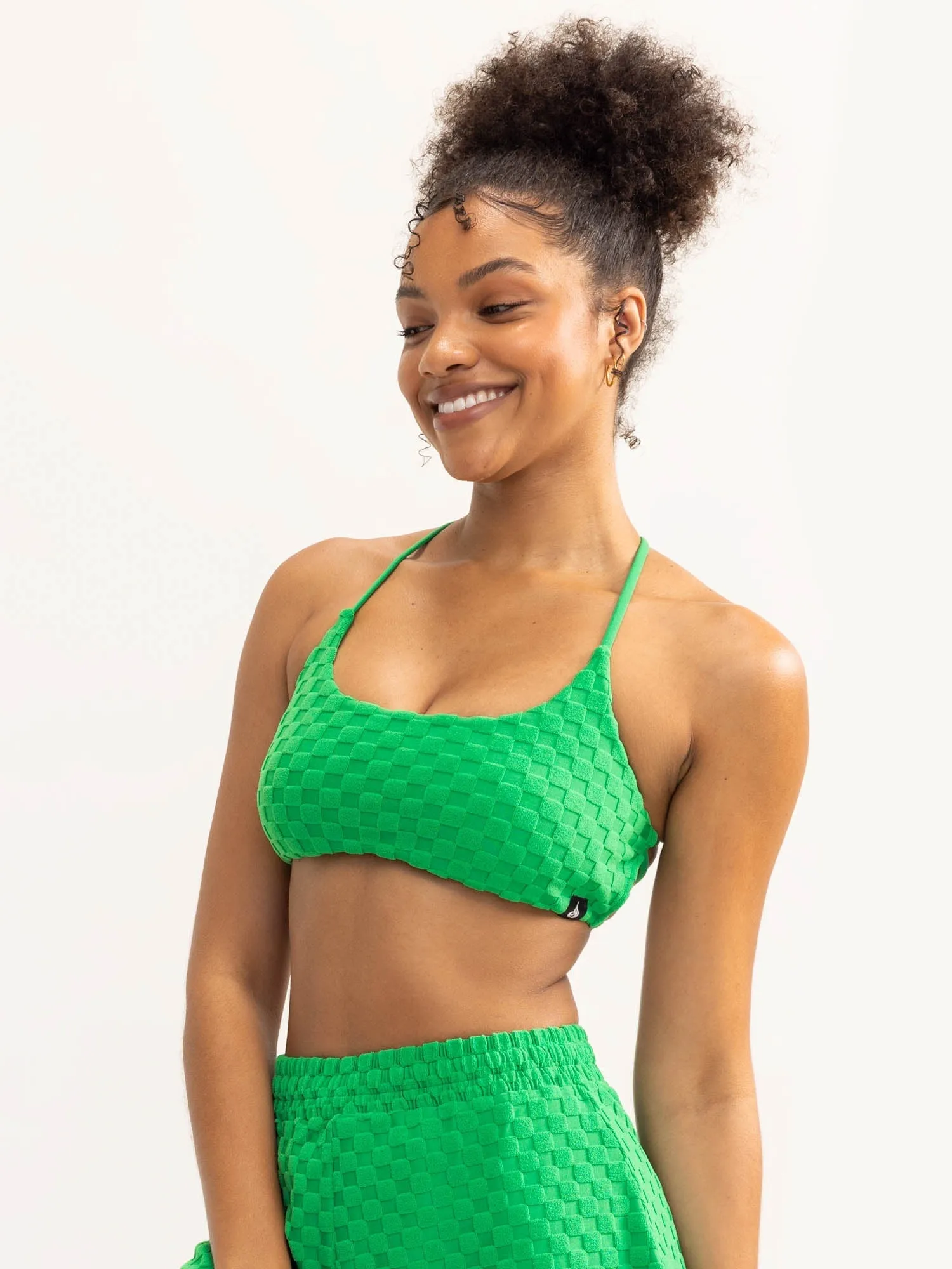 Terry Towelling Sports Crop - Green