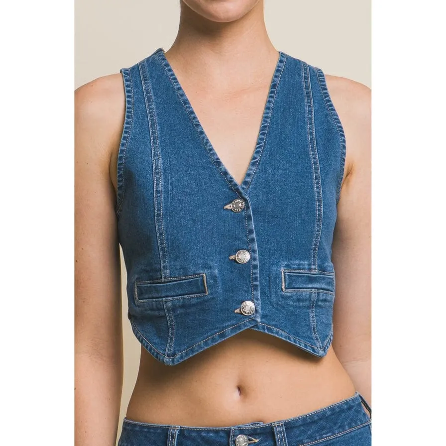 The Classic Women's Denim Cropped Top