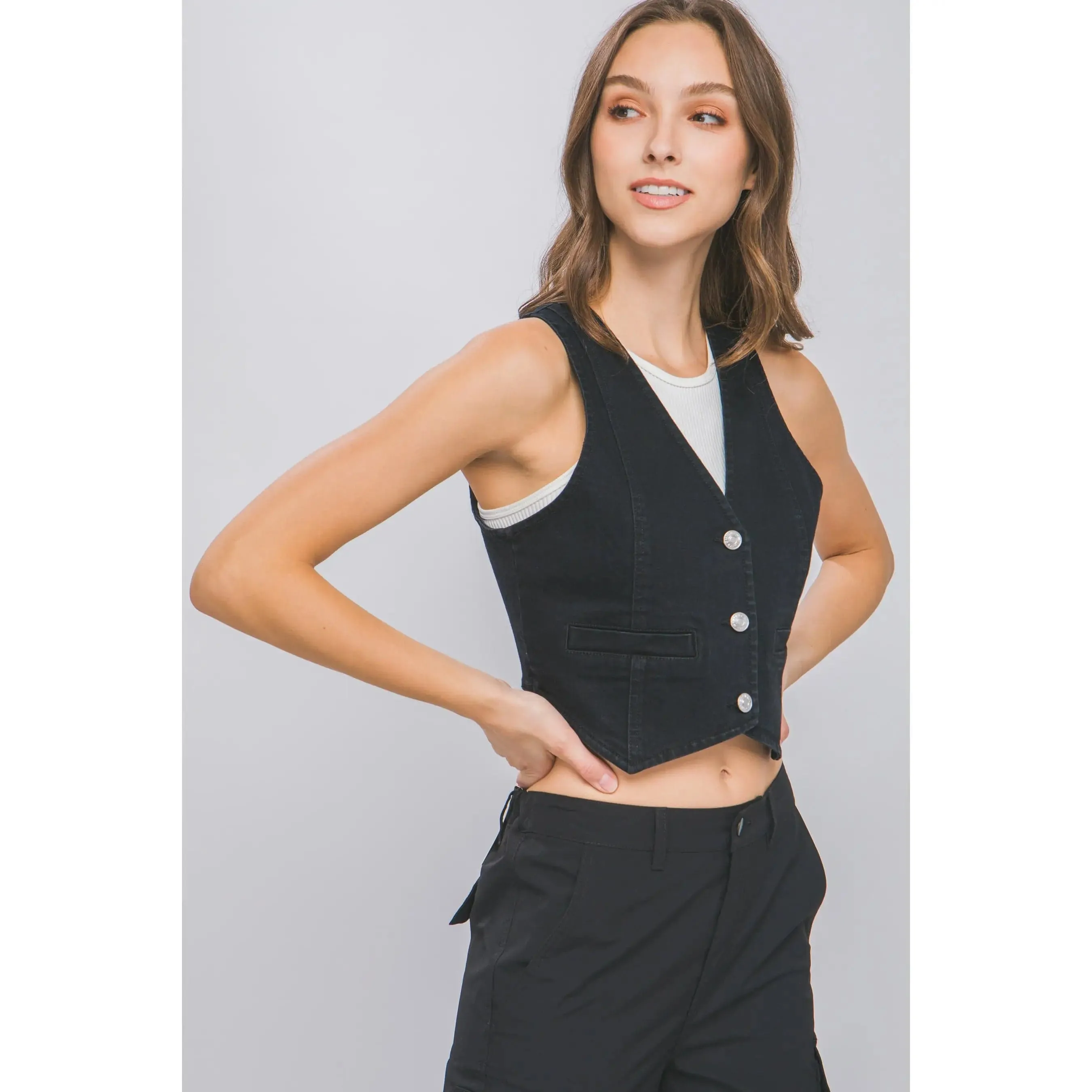 The Classic Women's Denim Cropped Top